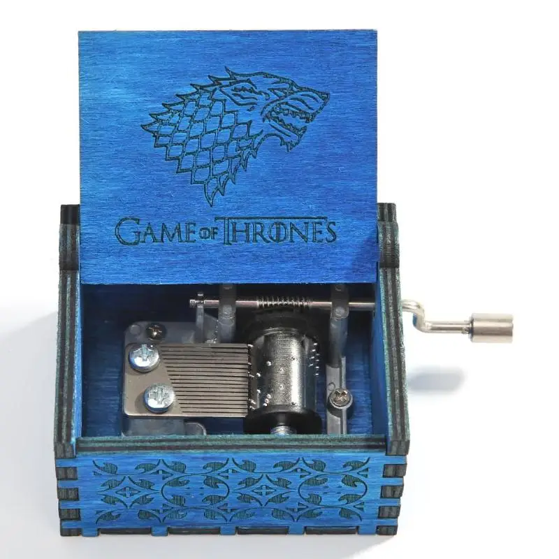 Retro Blue Wood Hand Cranked Music Box Hot Sale Music Box Child Gift Home Decor Ornament Children/friends Christmas Gift