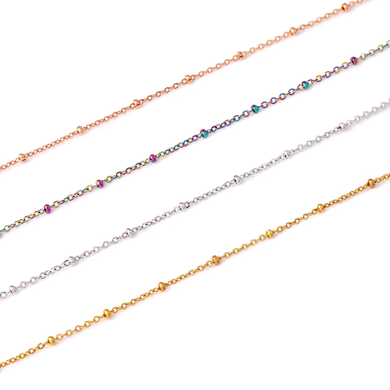 

5pcs/lot Width 2mm Gold Stainless Steel Clamp Ball Bead Chain Necklace Chains for DIY Jewelry Findings Making Accessories