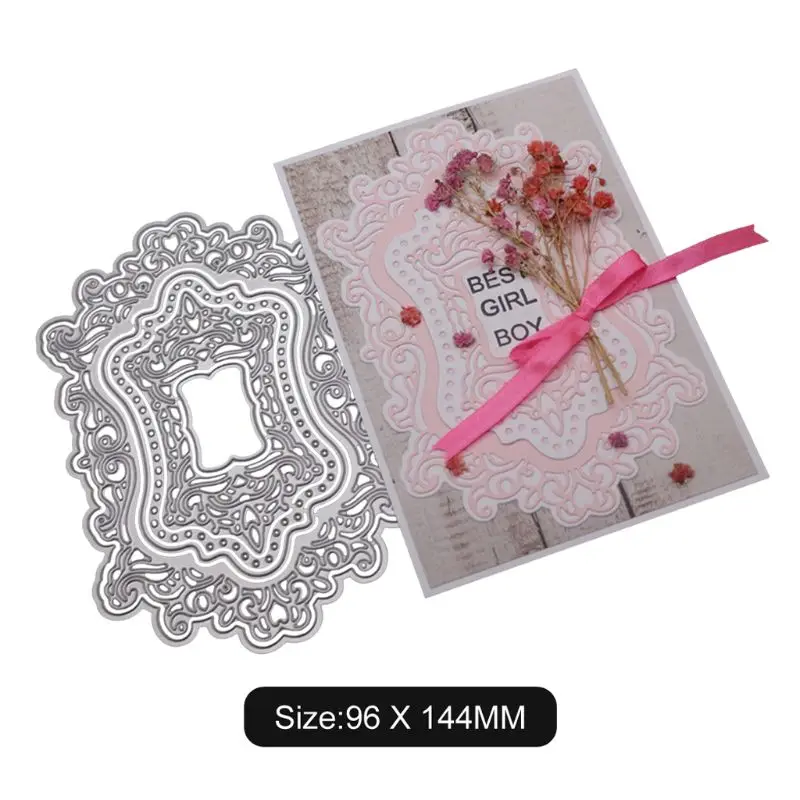 Hollow Invitation Lace Metal Cutting Dies Greeting Card Stencil DIY Scrapbooking Album Stamp Paper Card Embossing Decor Craft