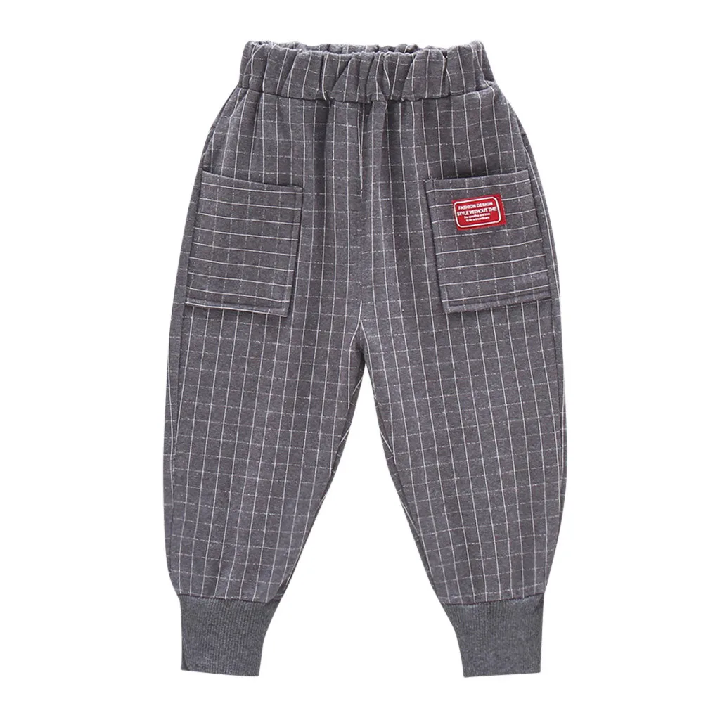 Детские длинные свободные штаны в клетку для маленьких мальчиков и девочек, высокое качество, Прямая поставка, W1209 - Цвет: Gray