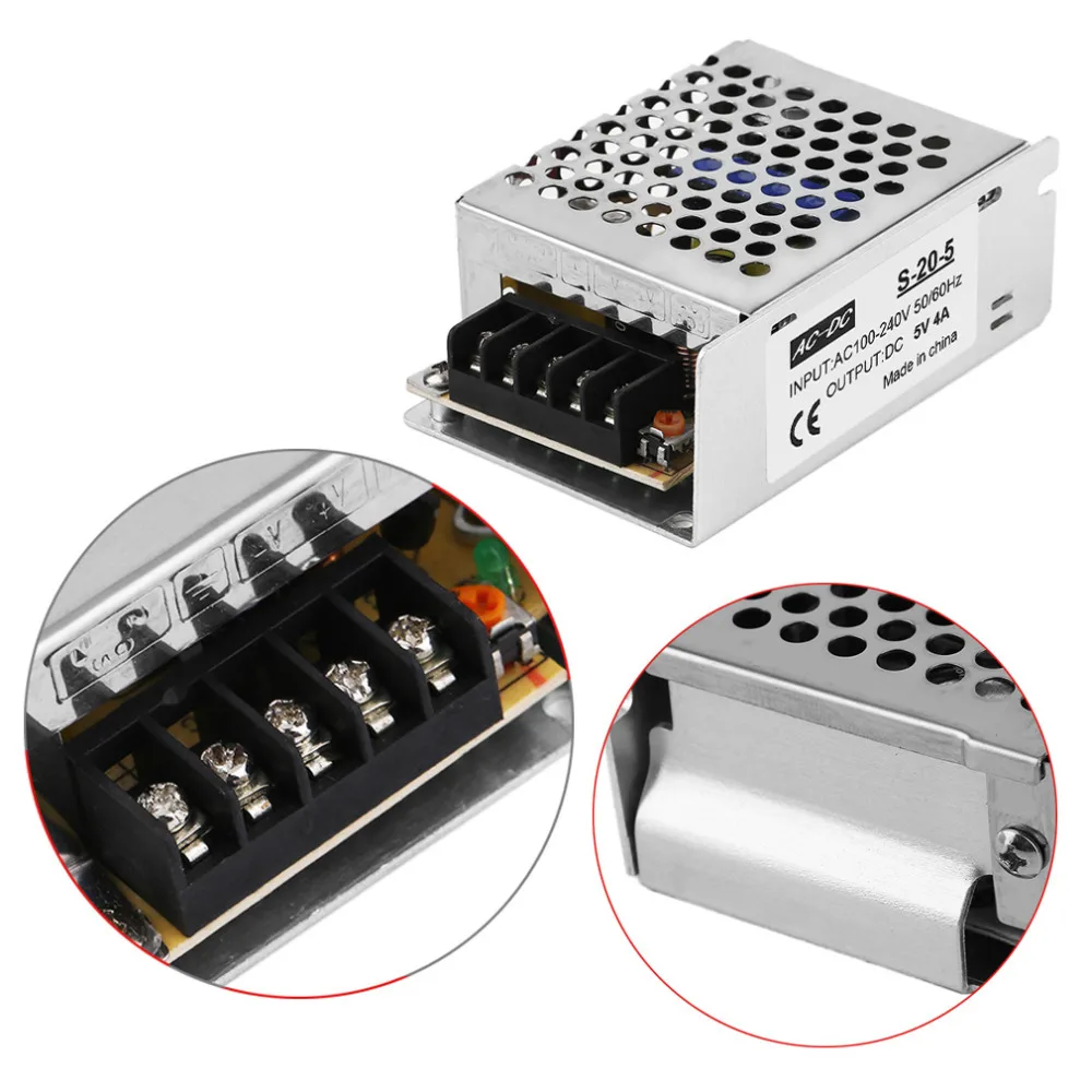

Professional DC 5V 4A Regulated Switching Power Supply Transformer 100-240V 50/60HZ AC to DC for LED Strip Light hot sale