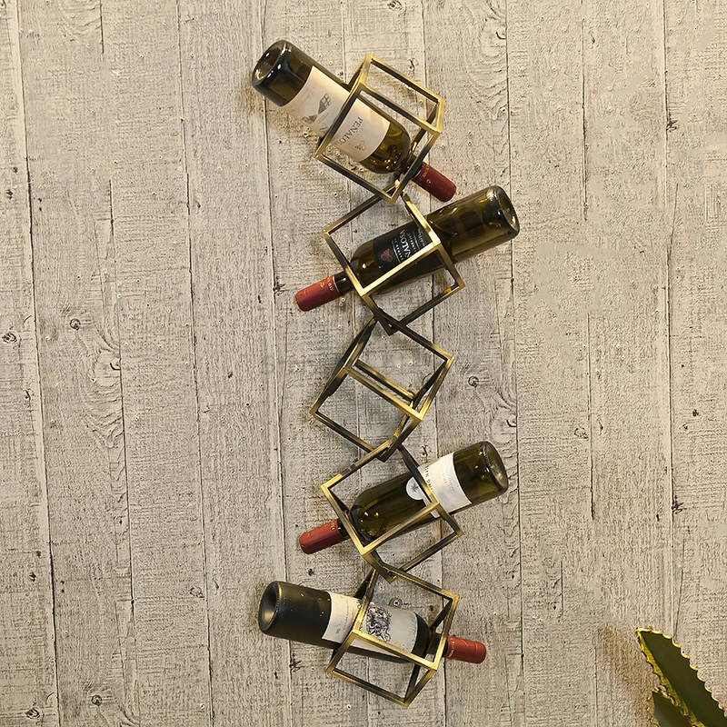 Nordic Ins Iron Wall Hanging Wine Rack Wine Cabinet Racks Simple Commercial Bar Wine Wall Decoration Wine Bottle Holder - Цвет: Красный