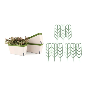 

9x Diy Garden Trellis for Climbing Plants & 3x Self Watering Planter Pot Rectangle 10.5 Inch Plastic Plant Pot