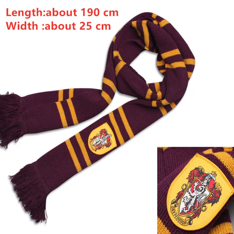 Gryffindor Школьный шарф Хогвартс Гриффиндор Рейвенкло Гермиона длинные шарфы Косплей костюмы Слизерин Hufflepuff шейный платок для женщин и мужчин - Цвет: Gryffindor