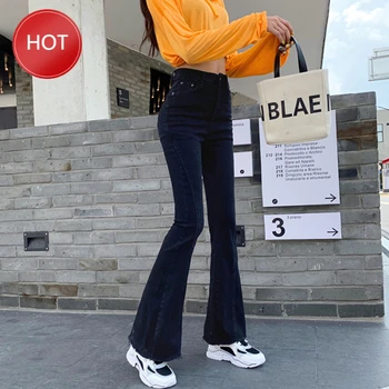 

Flared Pants WomenAutumnWomens Slim Flare Jeans High Waisted Stretch Denim Female Bell Skinny casual Long Jean Trousers