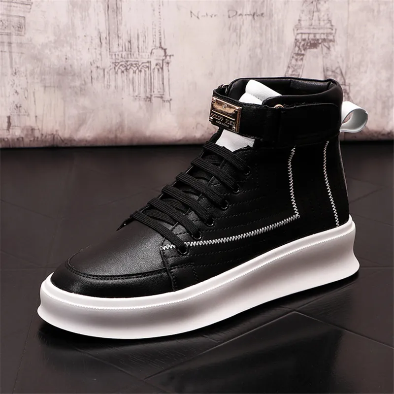 European Luxury Punk Designer Men Casual Sneakers Shoes Man High Tops Thick Bottom Board Ankle Boots Chaussure Homme | Обувь