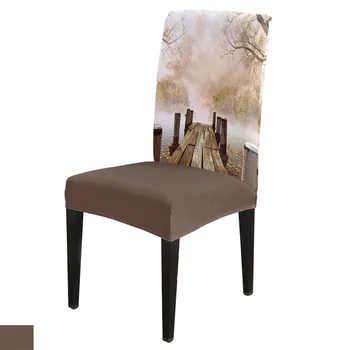 

6/8Pcs Quiet Wooden Bridge Dining Chair Cover Spandex Elastic Chair Slipcover Case Stretch for Wedding Hotel Banquet