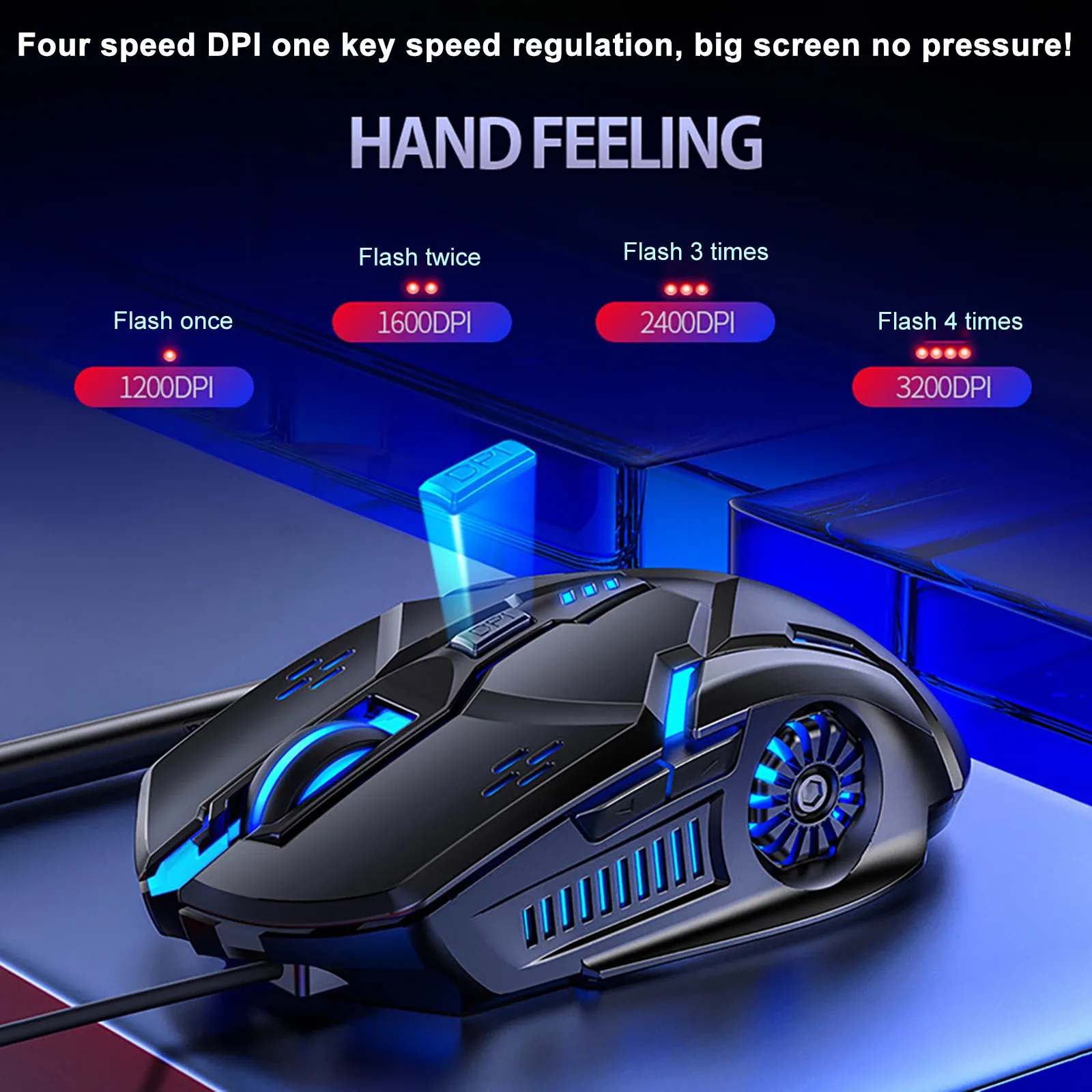 Проводная игровая мышь 6D цветная светодиодная дышащая 3200 DPI модная для ноутбука