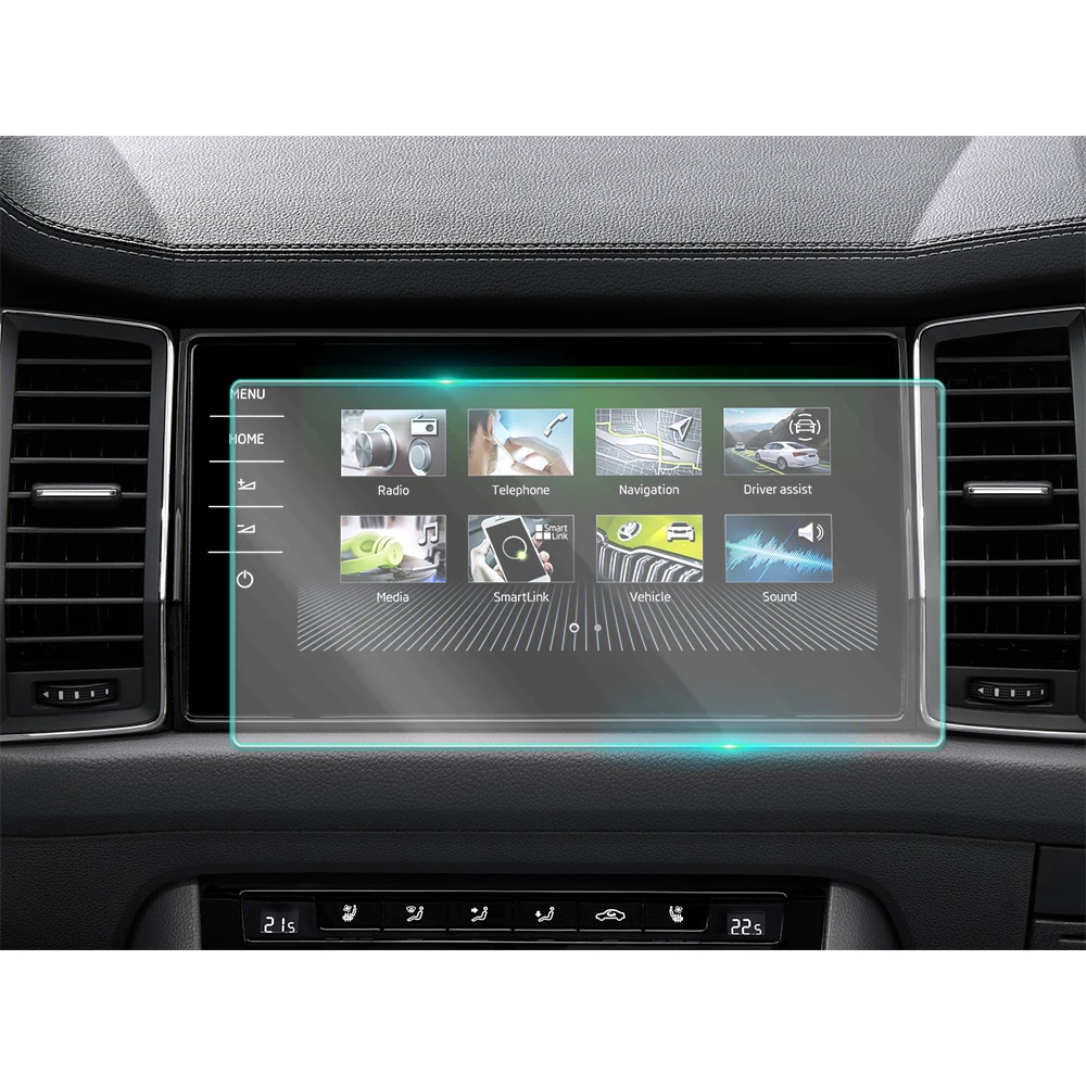 Skoda Kodiaq 2016-2021 차량용 멀티미디어 비디오 GPS 네비게이션 LCD 화면 강화 유리 보호 필름 안티 스크래치 액세서리