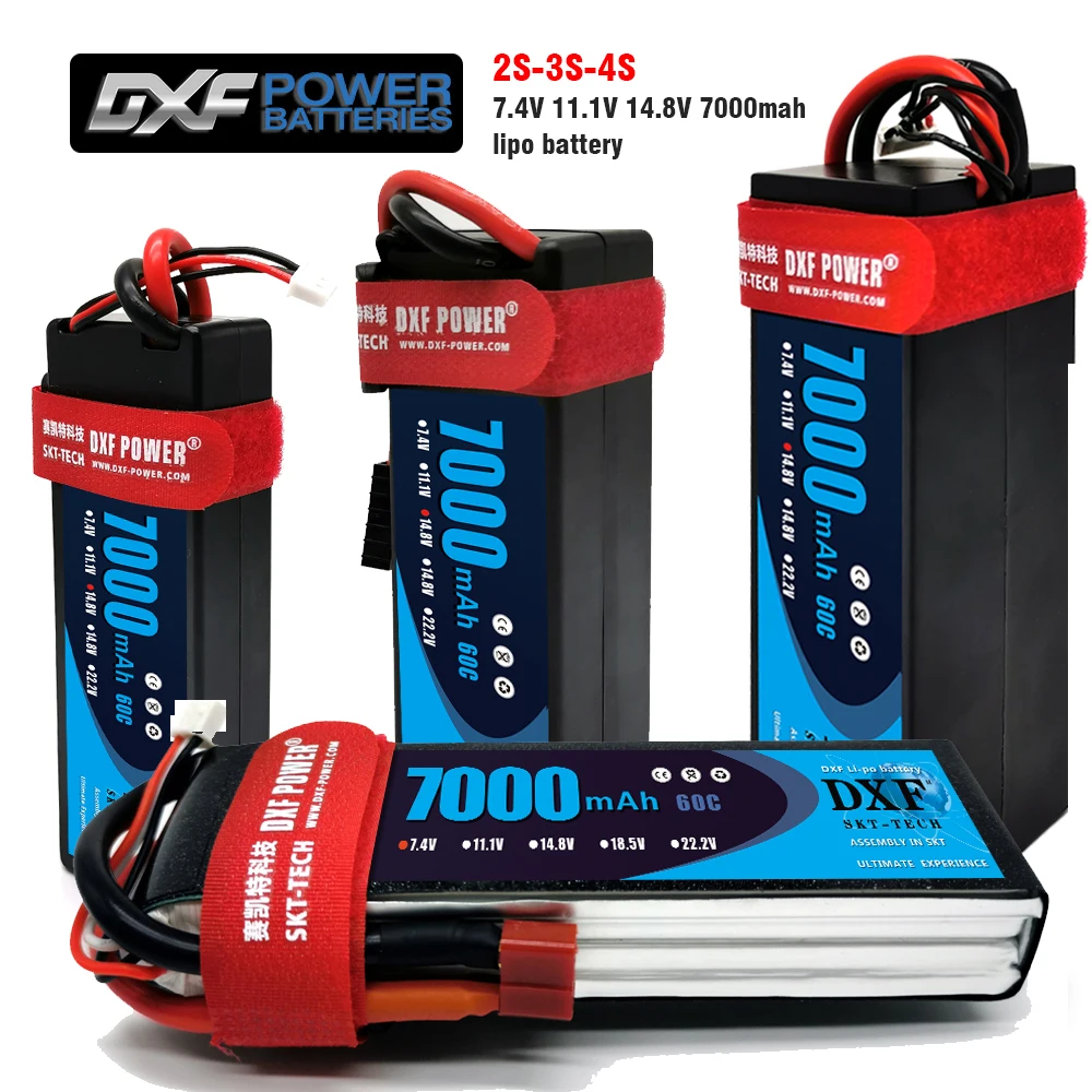 2 шт. DXF Lipo 2S 3S 4S 7 4 В 11 1 14 8 в литий полимерный аккумулятор 7000 мАч 60C MAX 120C HardCase для RC 1/10