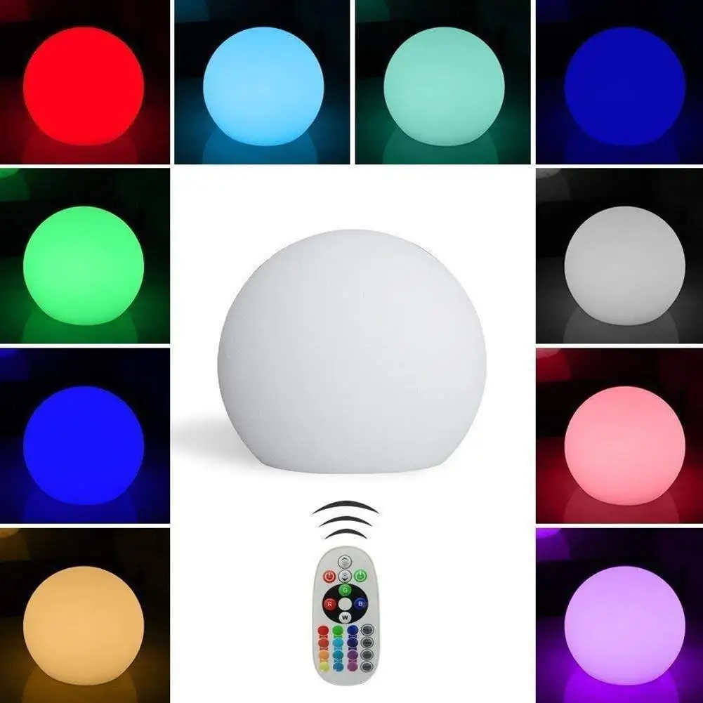 

DishyKooker 8 Inches LED Waterfroof Glowing Ball Light with Remote Control 16 RGB Color Changing/Brighten/Dim 4 Lighting Effects