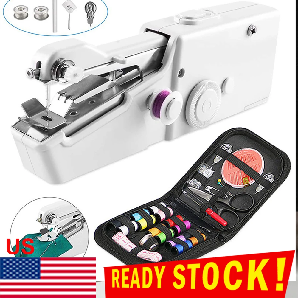 Portable Household Mini Hand Sewing Machine Quick Stitch Sew Needlework Cordless Clothes Fabrics Mask Electronic Sewing Machine