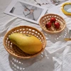 Rattan Bread Basket Round Hand-Woven Tea Tray Food Serving Platter For Dinner Parties Coffee Breakfast Container Household 4