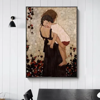 

Modem Home Decor Xi Pan Mother And Child Canvas Painting Figure Prints And Posters On Canvas Wall Picture For Living Room