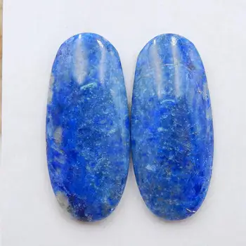 

Oval Lapis Lazuli Flatback Gemstone Cabochon Pair, 40x18x6mm, 13.9g