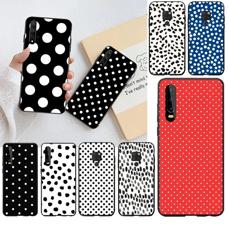 Чехол YJZFDYRM в черный и белый горошек для телефона Huawei P40 P30 P20 lite Pro Mate 30 20 P Smart 2019 prime |