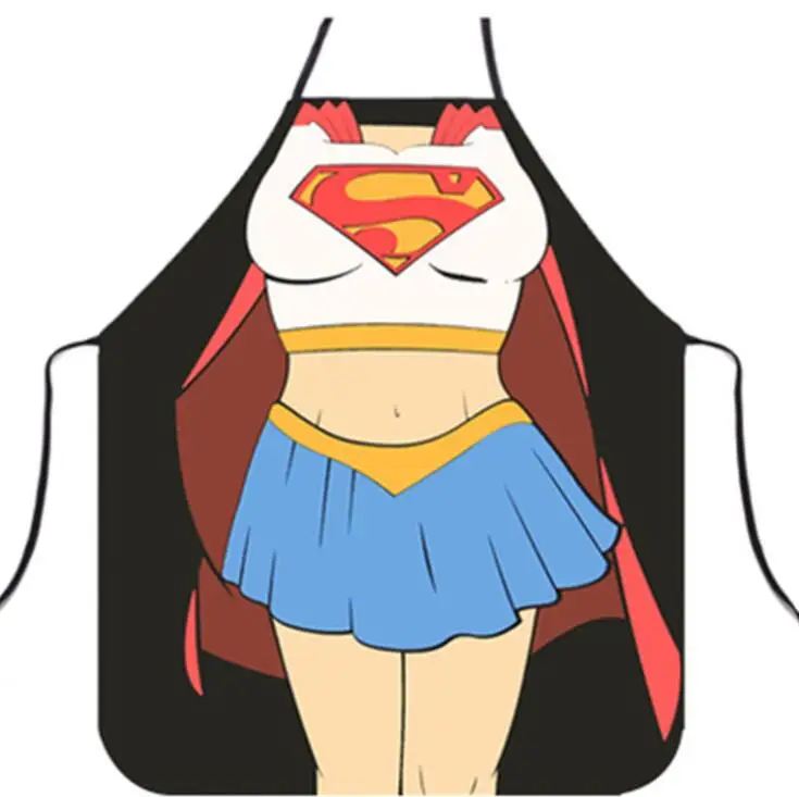 3D Funny Apron Super Hero Kitchen Apron Man Women Aprons Dinner Party Cooking Apron Adult Cozinha Tablier Cuisine Pinafore