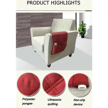 

Hanging Sofa Side Storage Bag Cell Phones Remote Control Holder Organizer Foldable 5 Pockets Over Armchair Couch Storage Pouch