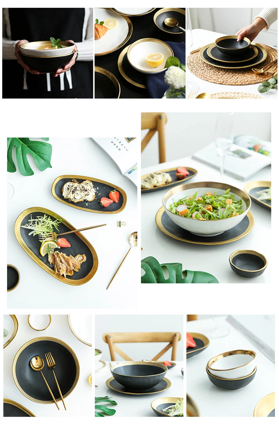 Золотая инкрустация, матовая фарфоровая обеденная тарелка, роскошная круглая тарелка для свадебной вечеринки, домашняя декоративная посуда и тарелки, набор посуды