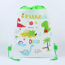 12 шт./партия, нетканый рюкзак с рисунком динозавра для мальчиков, тканевый рюкзак, детская дорожная школьная сумка, украшение, веревка для
