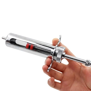 

30ml Animal Syringe Reusable Pig Sheep Syringe Stainless Steel Hypodermic Veterinary Animals Syringe For Farm