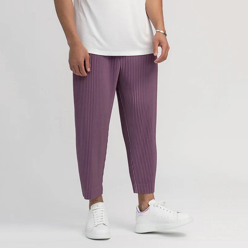 IEFB Men's Wear Purple Pleated Trousers 
