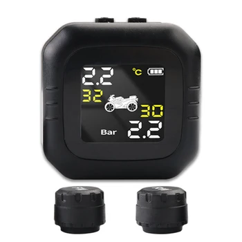 

Waterproof Cordless TPMS Motorcycle Tire Pressure Monitoring System 2 External Sensor Moto Tools Wireless LCD Display Sensors