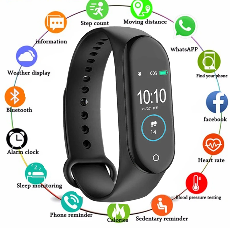 M4 смарт-браслет 4 браслета Bluetooth часы пульсометр фитнес-монитор