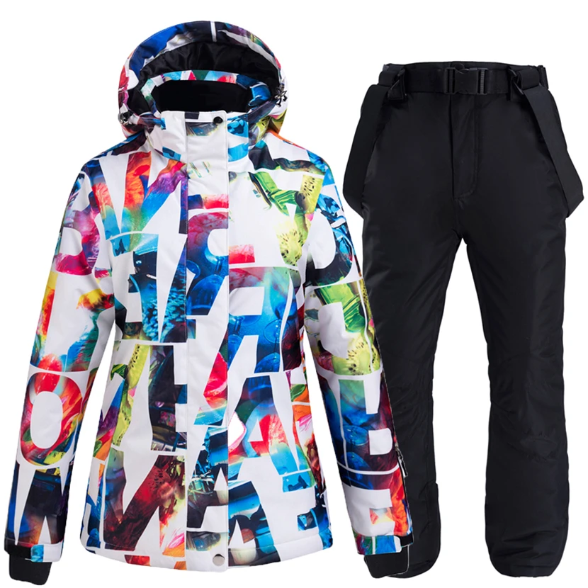 Hot Sale Women Ski Suit Waterproof Pants+Jacket Set Thickened Warm Snowboard Jacket Fashion Winter Sports Snow Clothes