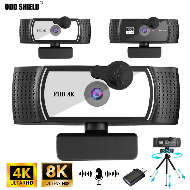 4K 8K Webcam 2K Full HD Conference PC Autofocus USB Web Camera Laptop Desktop Office Meeting Home With MIC | Компьютеры и офис