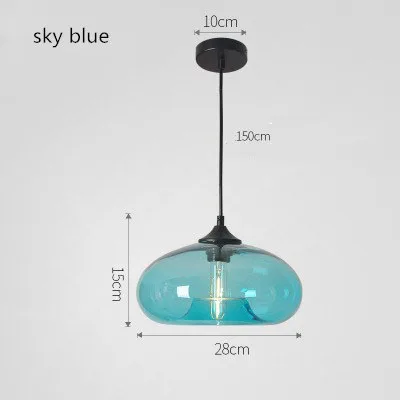 light blue Современный стеклянный подвесной светильник, красочный круглый подвесной светильник, Кухонные светильники, подвесной промышленный винтажный светильник, светильник, светильник ing - Цвет корпуса: light blue
