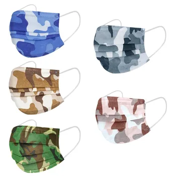 

50 PCS Unisex Camouflage In Stock! 50Pcs Disposable Mondmasker Earloop Face Mouth Masks Face Mask Non-woven Melt Blown 3-layer