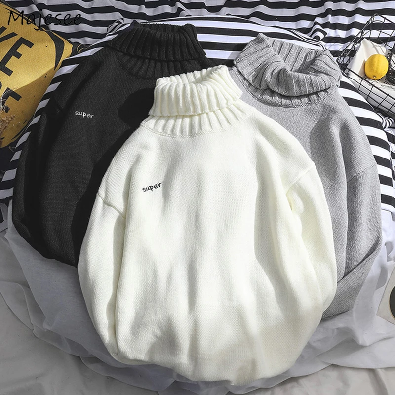 Turtleneck Sweater Korean-Clothes Long-Sleeve Males Pullover Men Winter Casual High-Quality