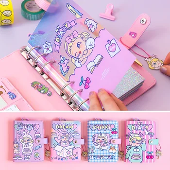 

Kawaii A6 Diary Notebook Journal Cute Agenda Binder Planner Organizer Weekly Spiral Travel Loose-leaf DIY Note Handbook for Kids