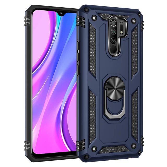 For Xiaomi Redmi 8 8A Note 8 Pro 8T Shockproof Armor Magnetic Metal Ring Stand Bumper  Phone Case Back Cover For  Redmi 9 9A 9C Blue