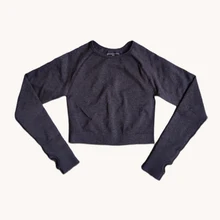 Новинка, женская рубашка для йоги, бесшовный короткий топ с длинным рукавом, рубашки, высокая эластичность, сексуальная, для тренировок, бега, спортивная одежда, топ для спорта, для женщин, для фитнеса