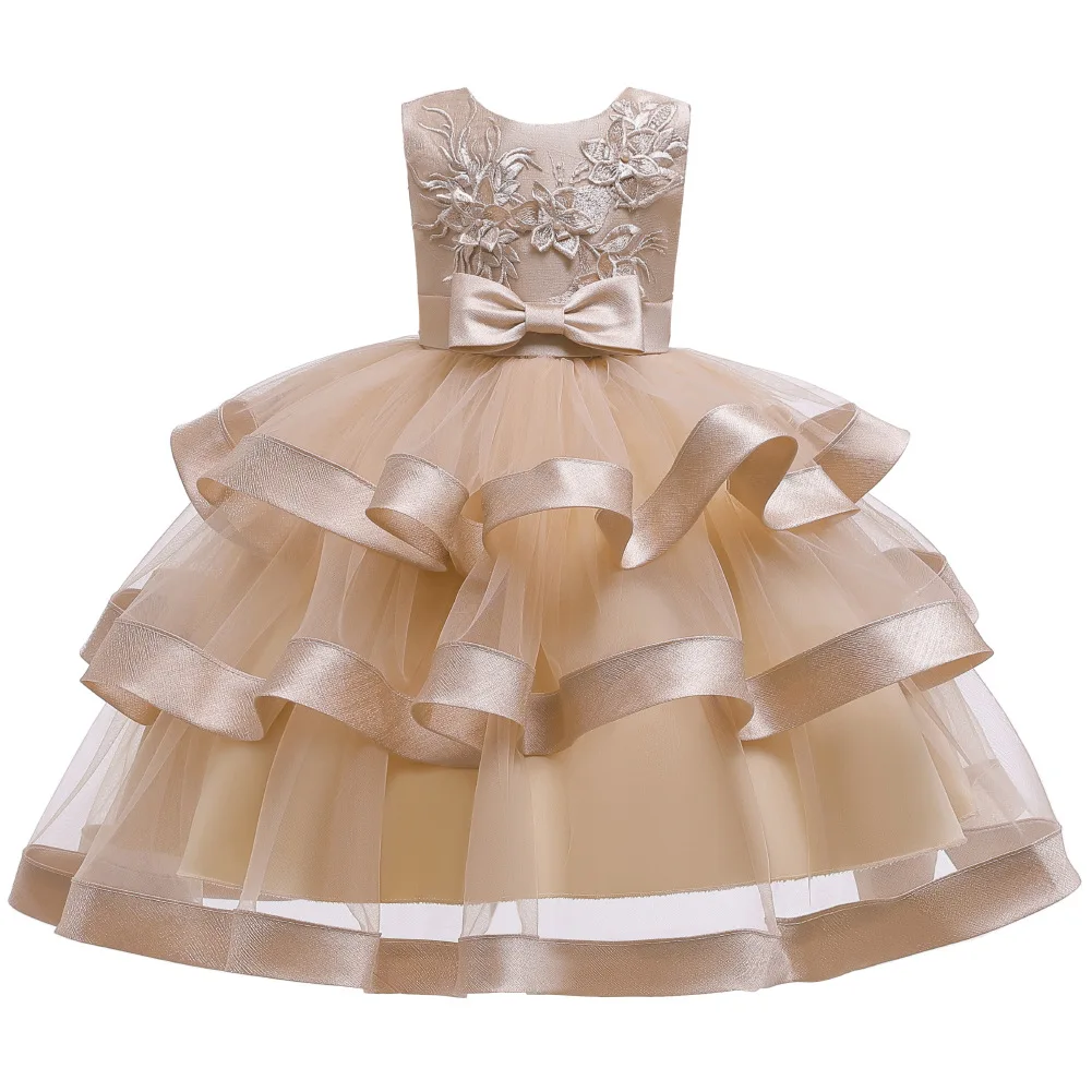 Элегантное рождественское платье принцессы с цветочным рисунком для девочек, нарядное платье-пачка для подиума для девочек платье для фортепиано вечерние платья для выпускного вечера - Цвет: Khaki