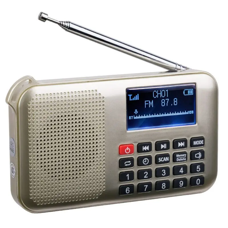 Мини солнечная мощность динамик Mp3 аудио музыкальный плеер со светодиодной аварийный светильник золото