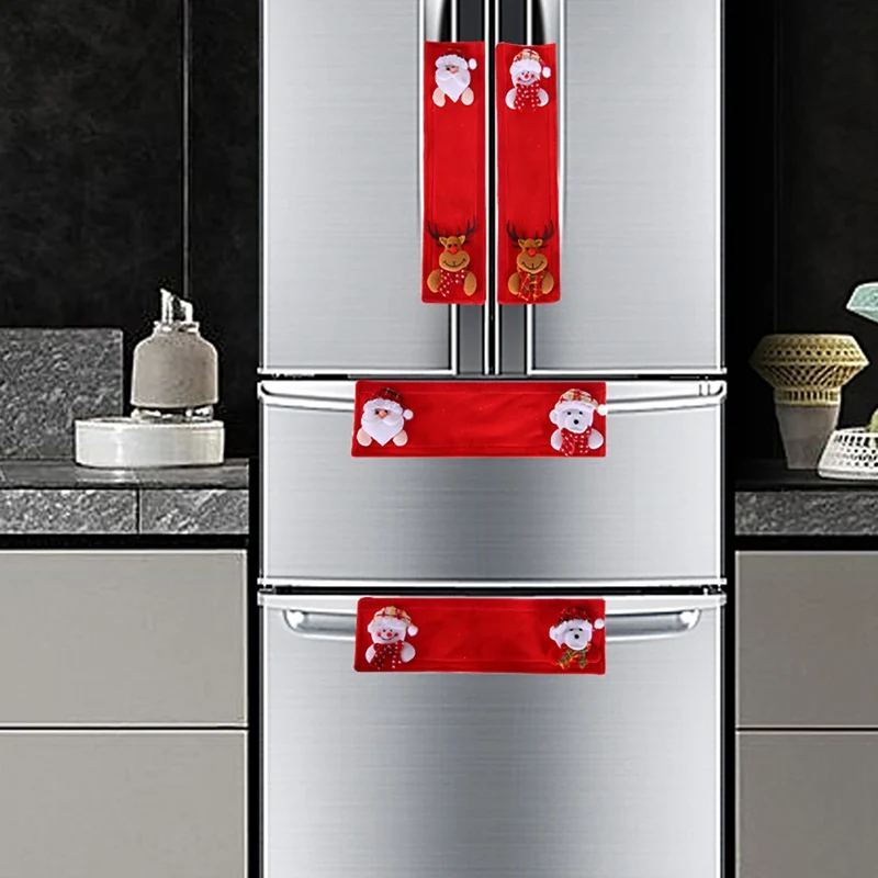 Рождественская Ручка дверцы холодильника покрывает рождественские украшения холодильник Микроволновая печь Посудомоечная машина