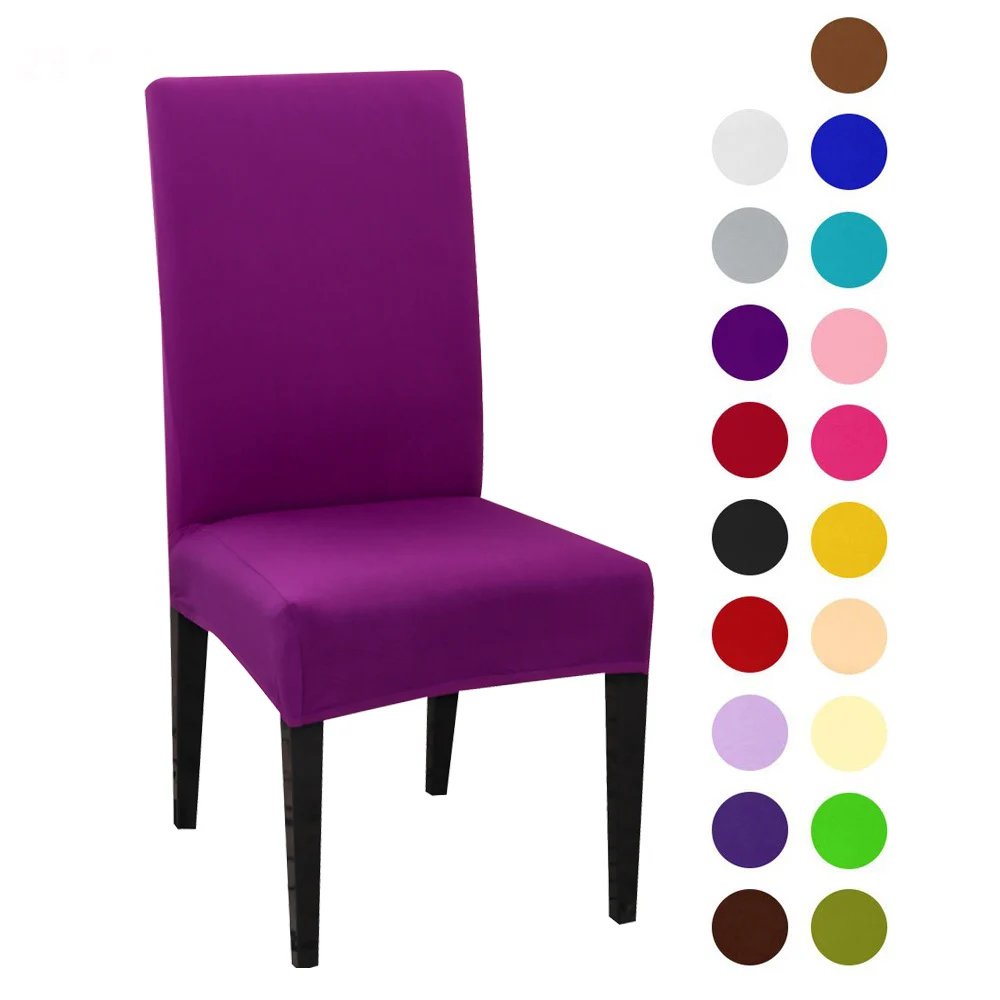 

1pc Solid Color Chair Cover Spandex Slipcovers Pure Color Stretch Elastic Chair Covers For Dining Room Banquet Hotel