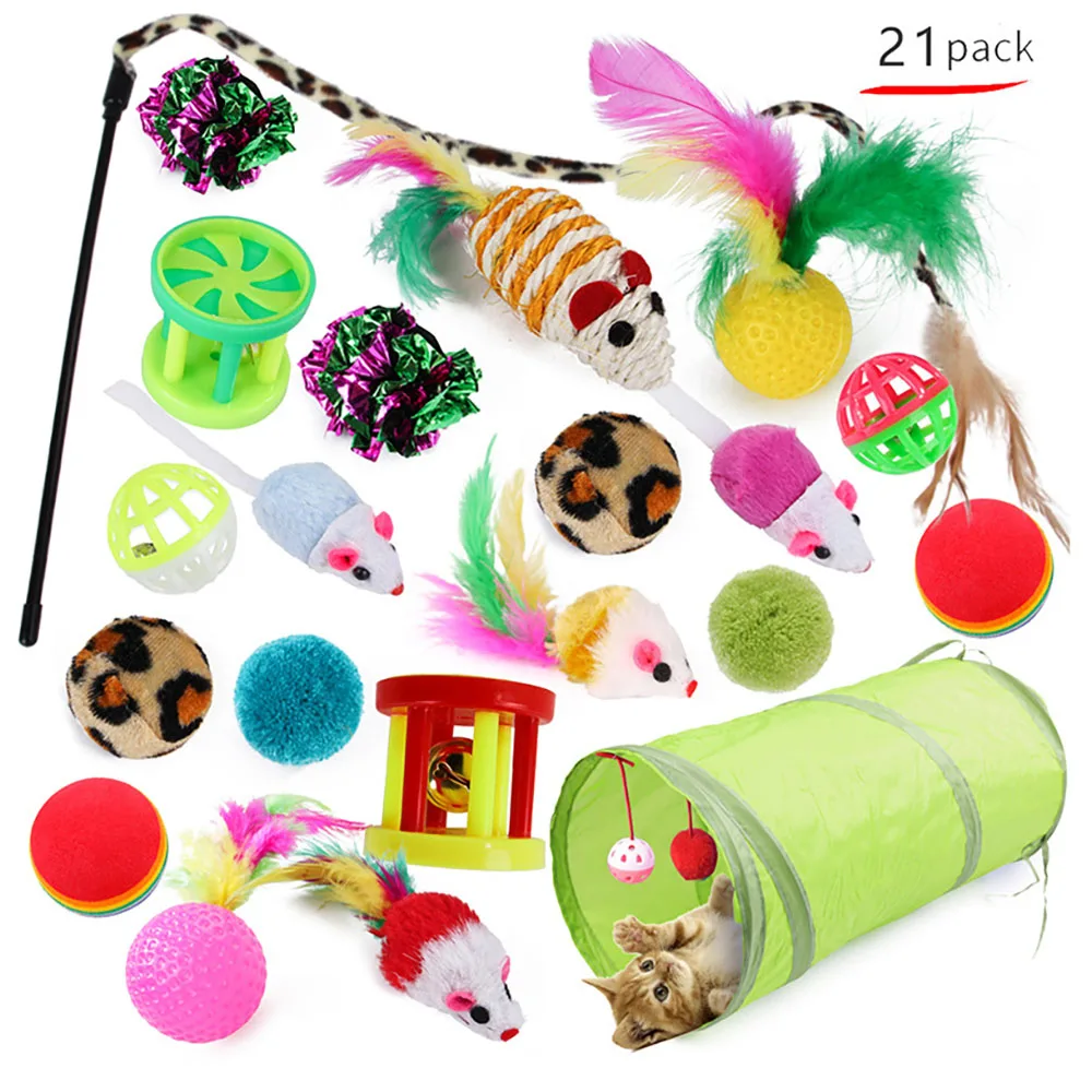 21Pcs Cat Toy Set Pet Toy Supplies Creativity Cat Toys Indoor Interactive Kitten Gift Toys for Accessories Pet Set