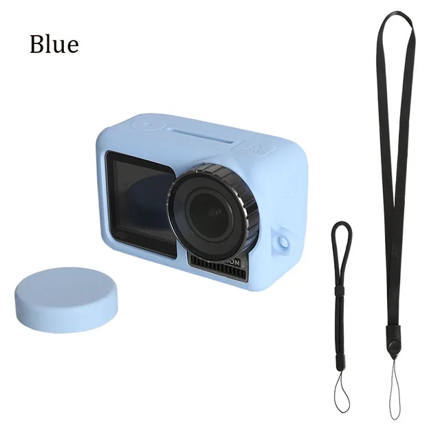 Baby Blue Мягкий силиконовый защитный чехол, корпус, коробка для объектива, Защитная крышка с ремешком на руку для DJI OSMO, набор аксессуаров для экшн-камеры - Цвет: Baby Blue