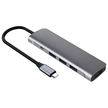 

USB C HUB USB-C HUB Type C HUB to USB 3.0 Thunderbolt 3 HDMI 3.5mm Audio RJ45 Adapter for MacBook Pro Samsung Galaxy S9