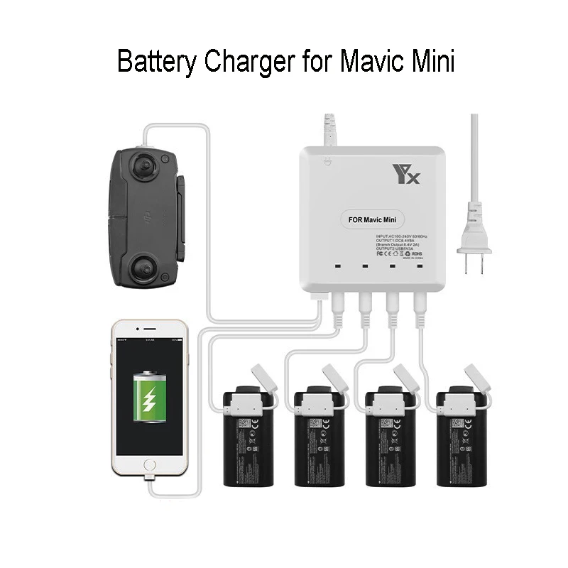Зарядное устройство для DJI Mavic Mini батарея пульт дистанционного управления баланс зарядное устройство Mavic Mini АКСЕССУАРЫ(США ЕС Великобритания AU для опционально