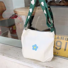 Повседневная сумка на плечо из овечьей шерсти, большая вместительность, простая сумка для покупок, хлопковый с цветочным принтом, контрастный цвет, Повседневная Складная сумка для девочек