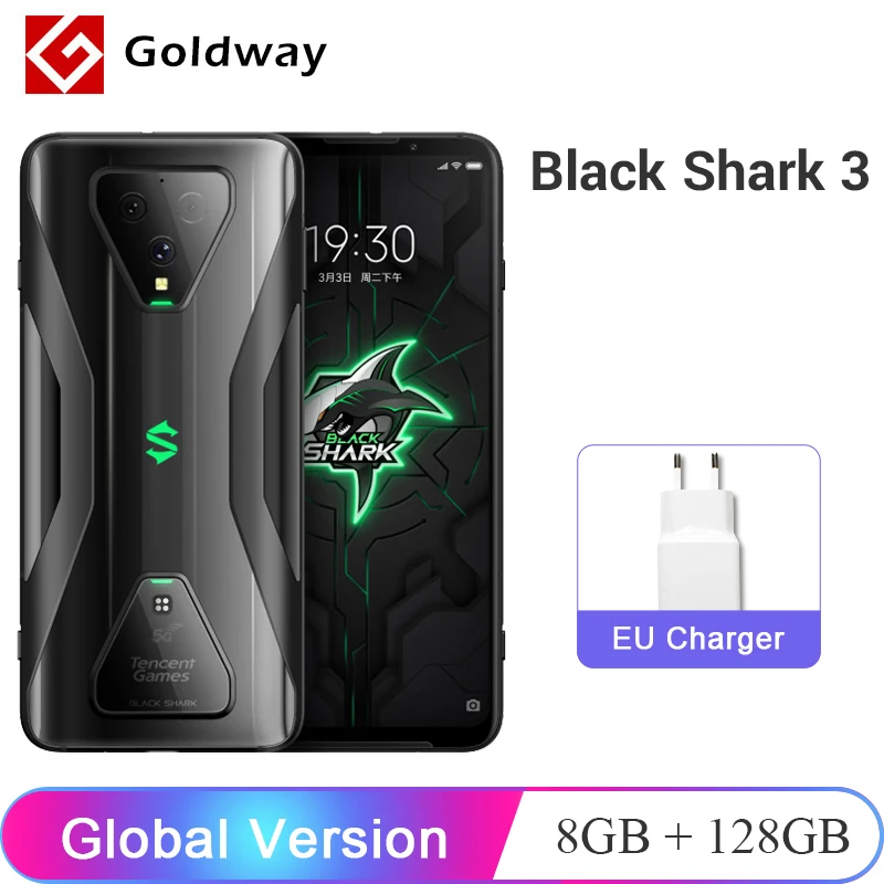 Глобальная версия черного цвета с изображением акулы 3 5G 8 ГБ 128 Snapdragon 865 игровой