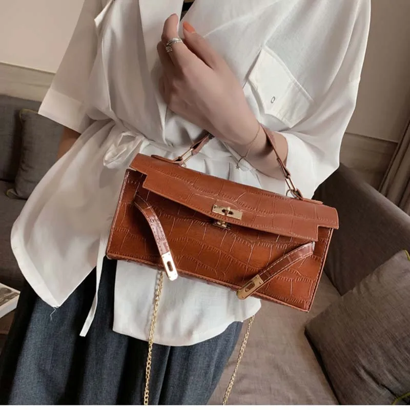 Goede Noble Handtas Vrouwen Tas Schoudertas PU Keten Tas meisje Krokodil Patroon Zakken Vrouwen Messenger Bag Vierkante Zak Vrouwelijke retro Tassen
