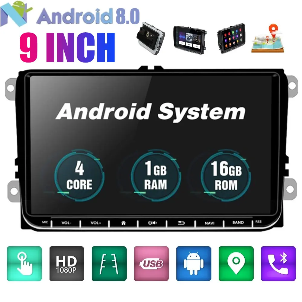 

9" Android 8.0 Auto Car radio GPS Navigation For VW Volkswagen golf 5 6 touran passat B6 jetta polo tiguan Autoradio For Skoda