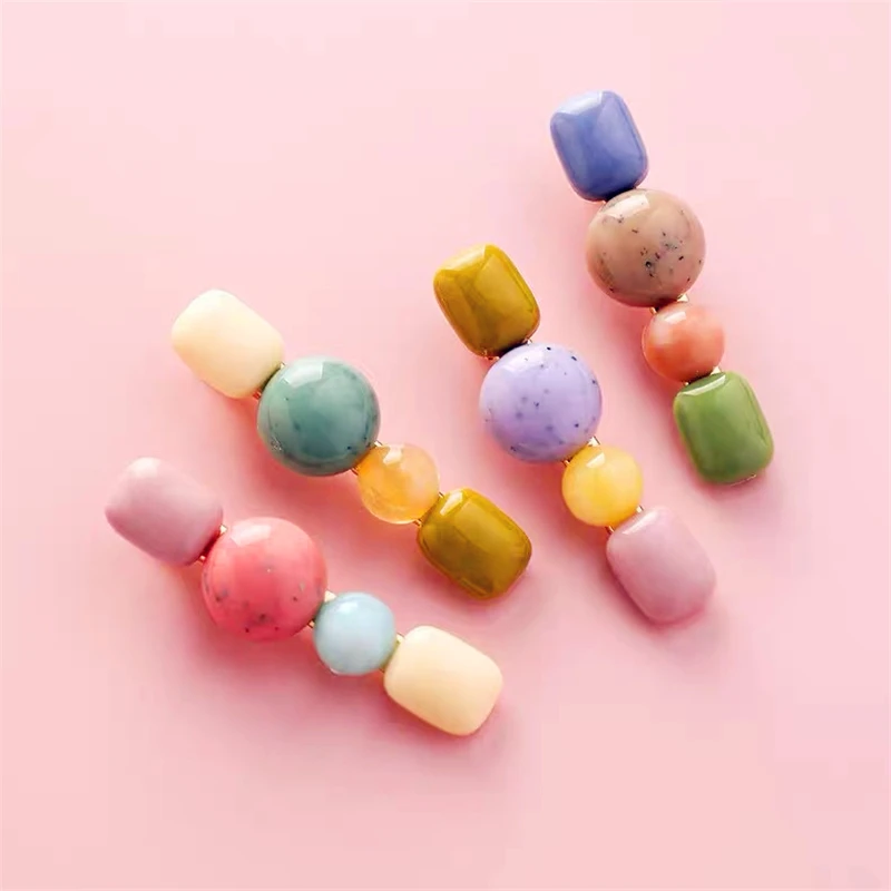 

Korea Ins Retro Temperament Wild Cute Geometric Hair Clip Resin Acetic Acid Duckbill Clips Female Side Clip Hairpin T0467