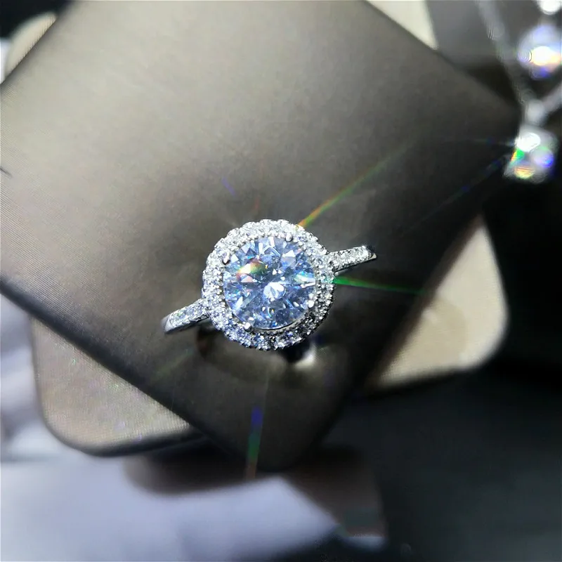 

Opening 1ct-3ct Moissanite Round Engagement Rings Women Real Silver D Color VVS1 Adjustable Ring with Certificate